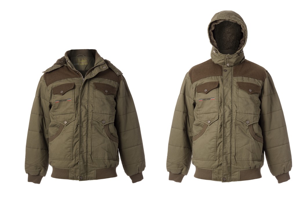 Olivefarbene Outdoor Jacke