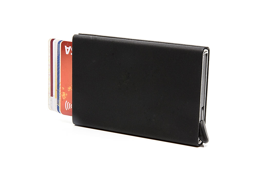 Aluminium credit card box "The Black Box" Firefighter, engraving