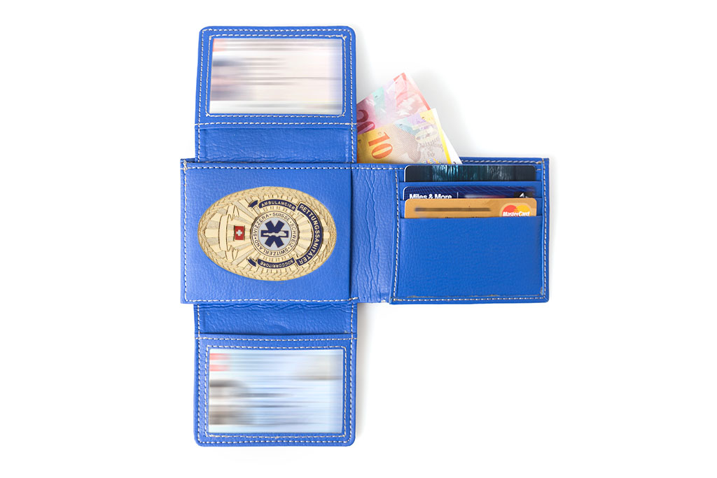 Leather case "Endurance" Police Line Paramedic Switzerland, engraving