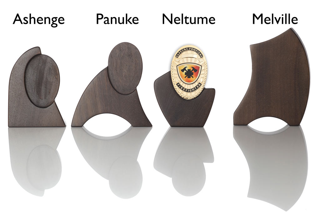 Wood (Walnut) with base Firefighter, engraving