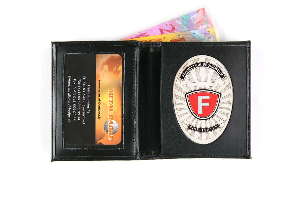 Etui en cuir "Business" Pompiers Volontaires, gravure