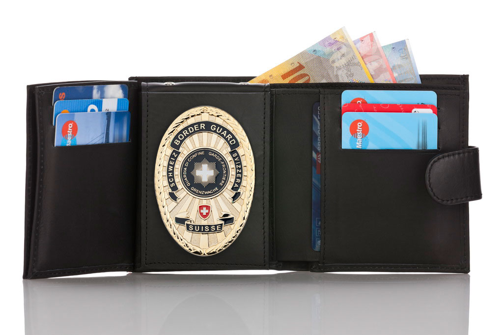Leather wallet "Qualified - two in one" Border Guard Switzerland