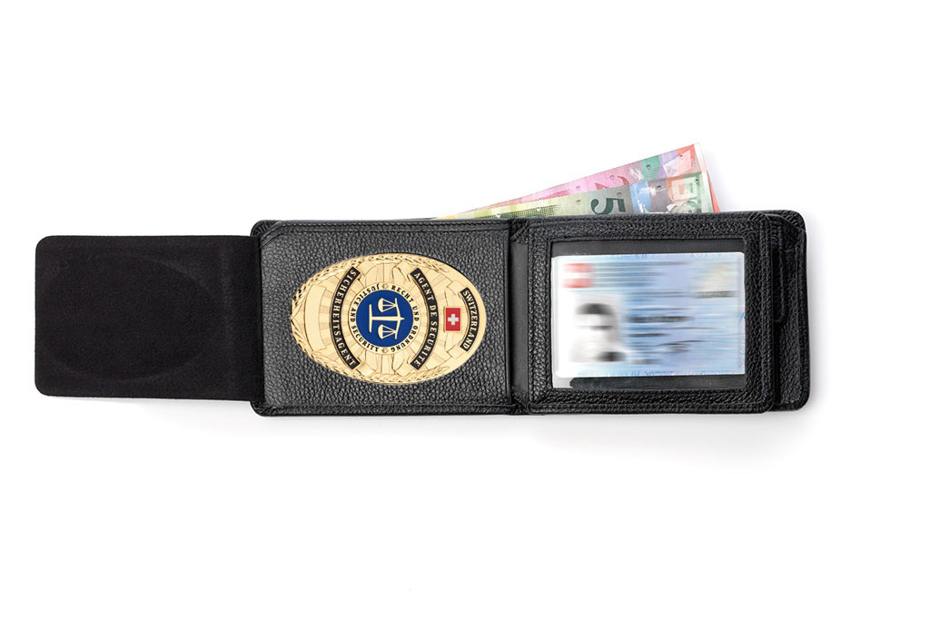 Leather wallet "Professional" Security Officer Switzerland, engraving