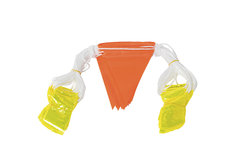 Guirlande de fanions bicolore orange / jaune PVC