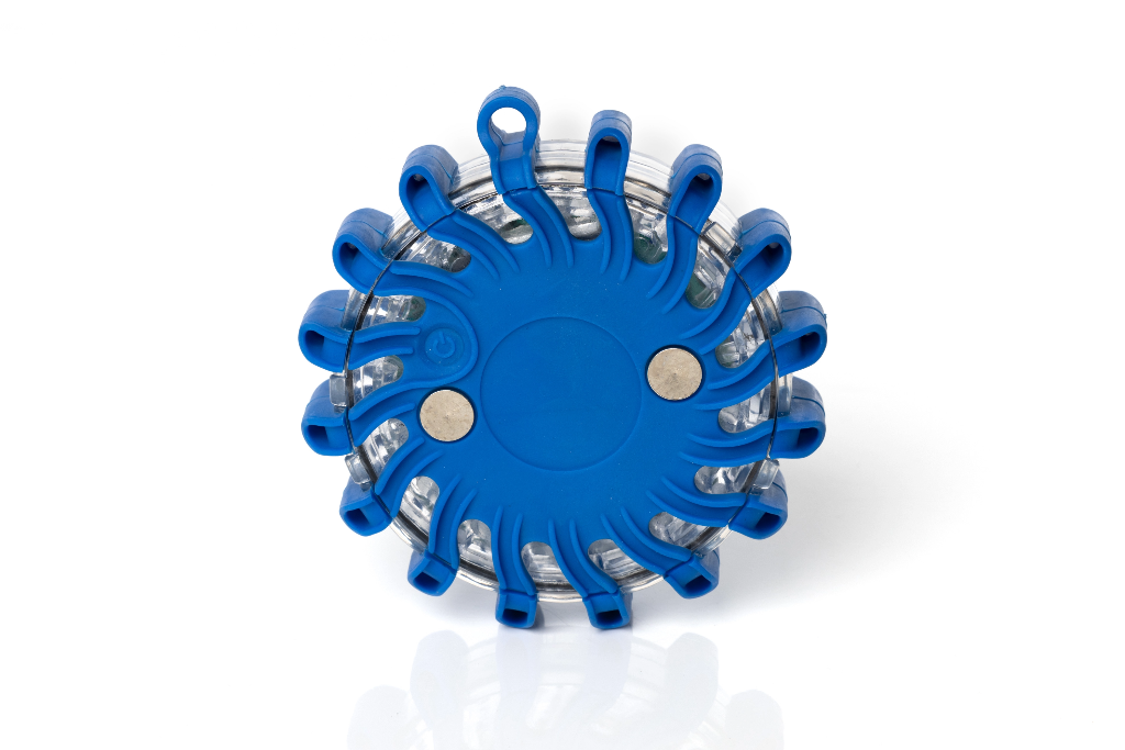 Valigetta con 6 luci segnaletiche ricaricabili di colore blu a LED