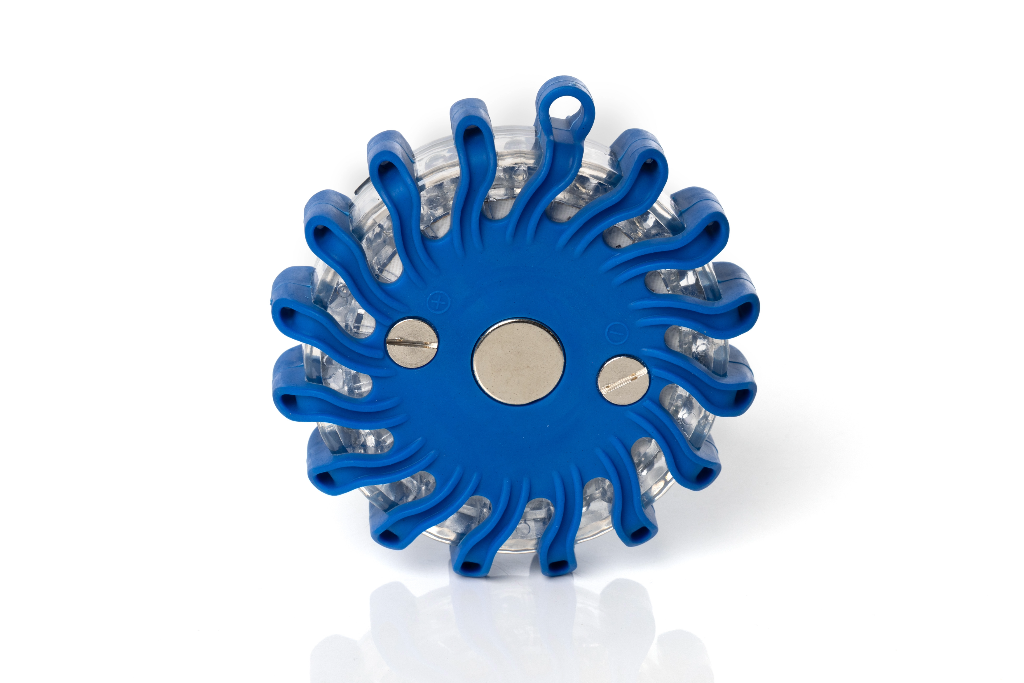 Valigetta con 6 luci segnaletiche ricaricabili di colore blu a LED