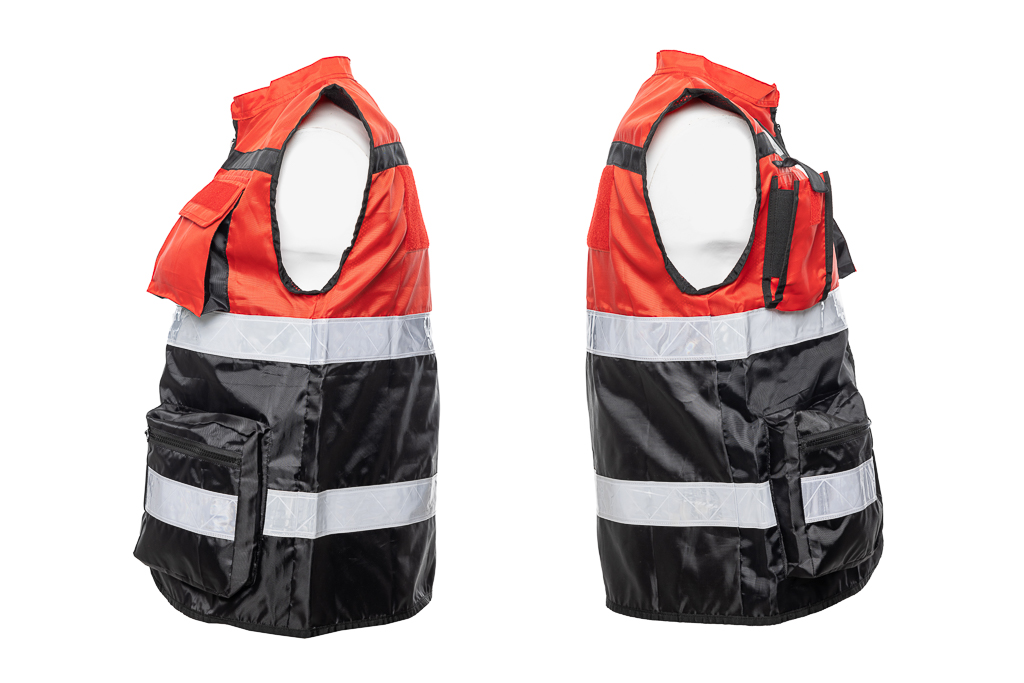Tactical vest Red / black with reflectors and Velcro