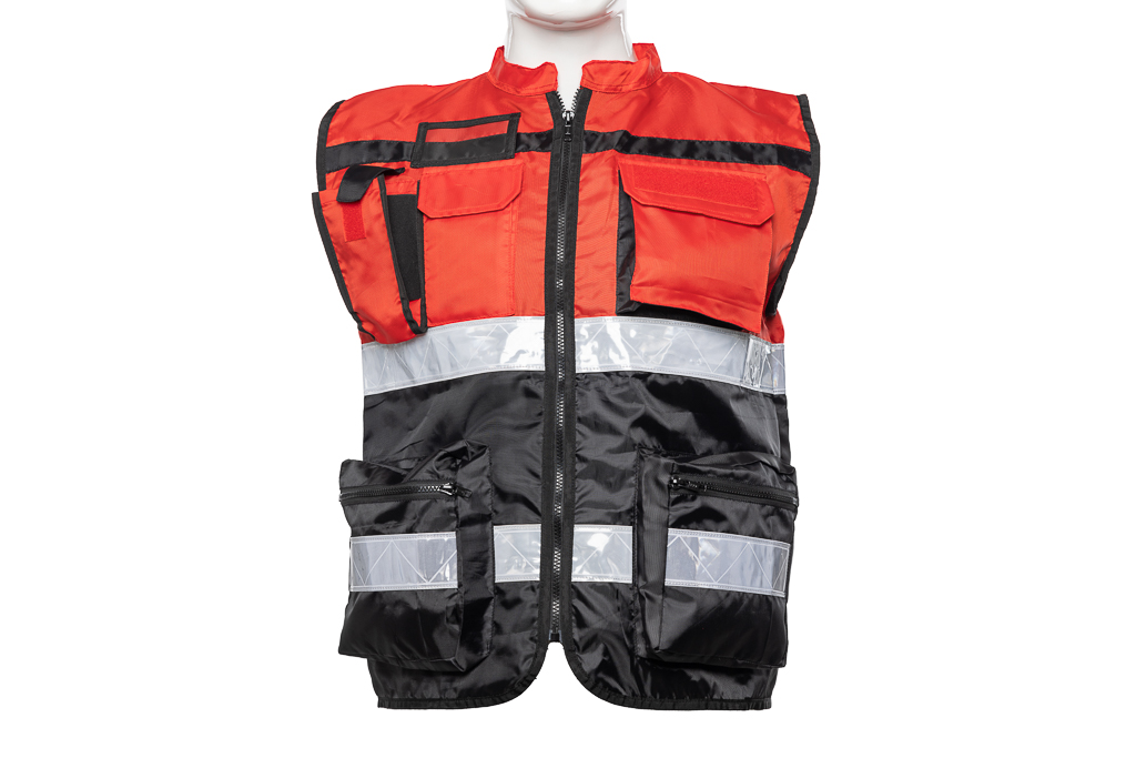 Tactical vest Red / black with reflectors and Velcro