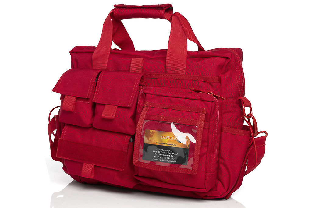 Deployment bag, red, with shoulder strap