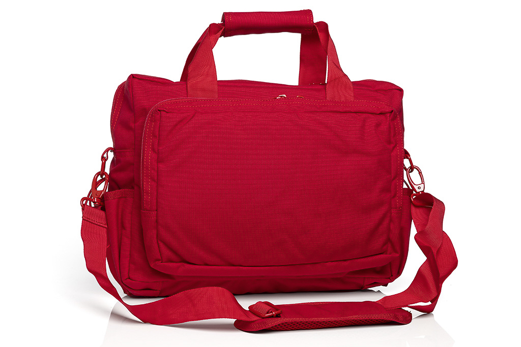 Deployment bag, red, with shoulder strap