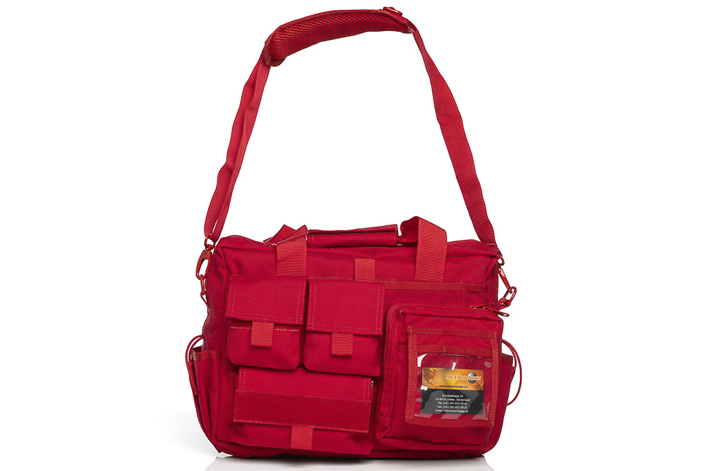 Deployment bag, red, with shoulder strap