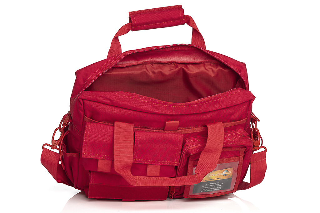 Deployment bag, red, with shoulder strap