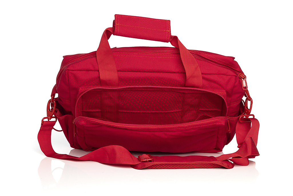Deployment bag, red, with shoulder strap