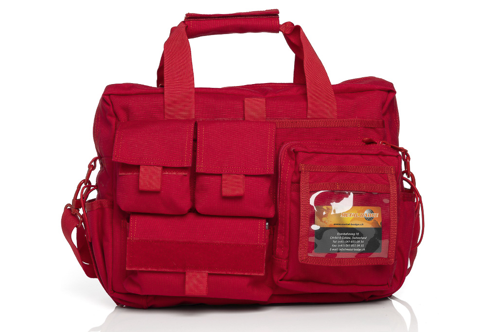 Deployment bag, red, with shoulder strap