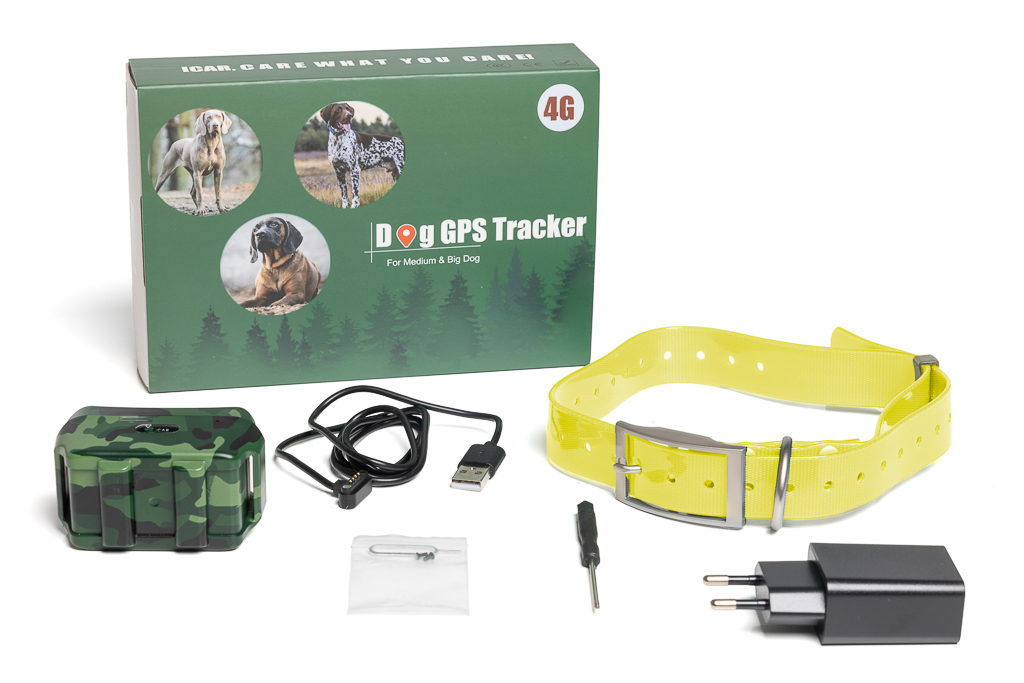 Localizzatore GPS 4G per cani, cani da caccia GPS IK 122T con collare - giallo limone
