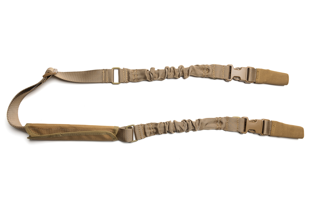 Tactical bungee rifle sling with shoulder pads - khaki