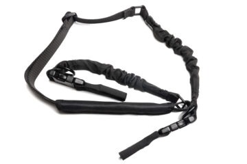 Tactical bungee rifle sling with shoulder pads - black