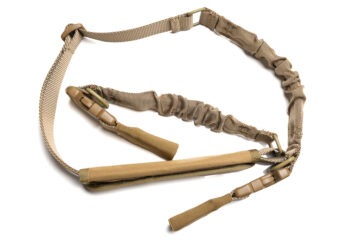 Tactical bungee rifle sling with shoulder pads - khaki