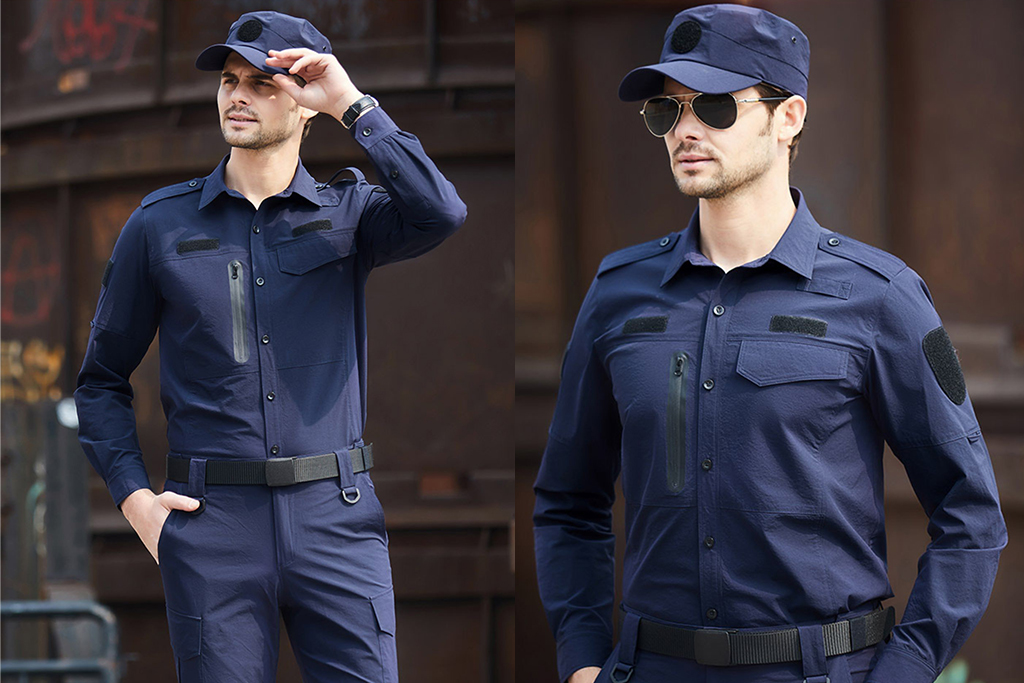 Divisa da lavoro per fornitori di servizi di sicurezza in blu