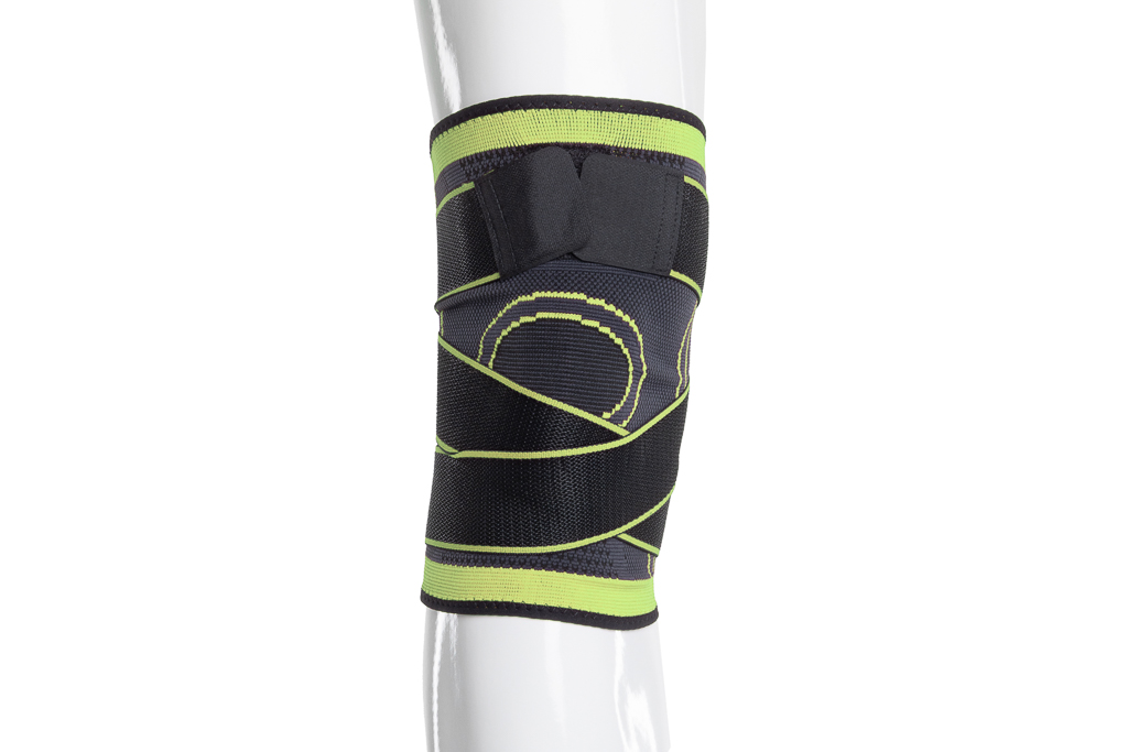 Bandage de genou de soutien avec une large fermeture velcro de 5 cm - vert-noir