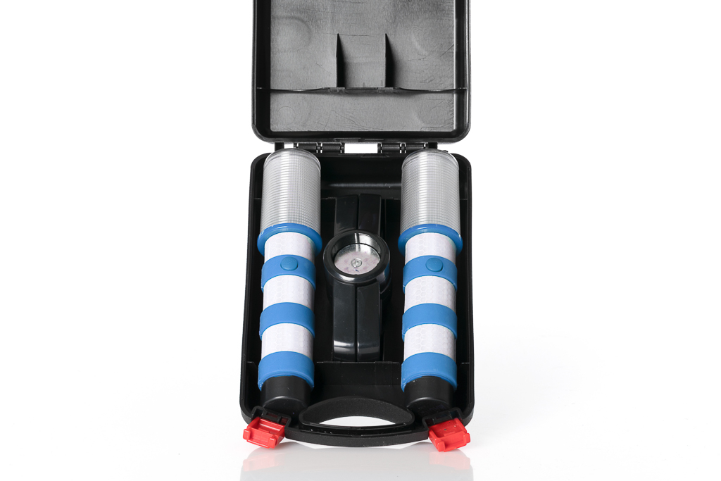 Road Flares blau mit Sockel und Hardschalenbox WL-A26-002