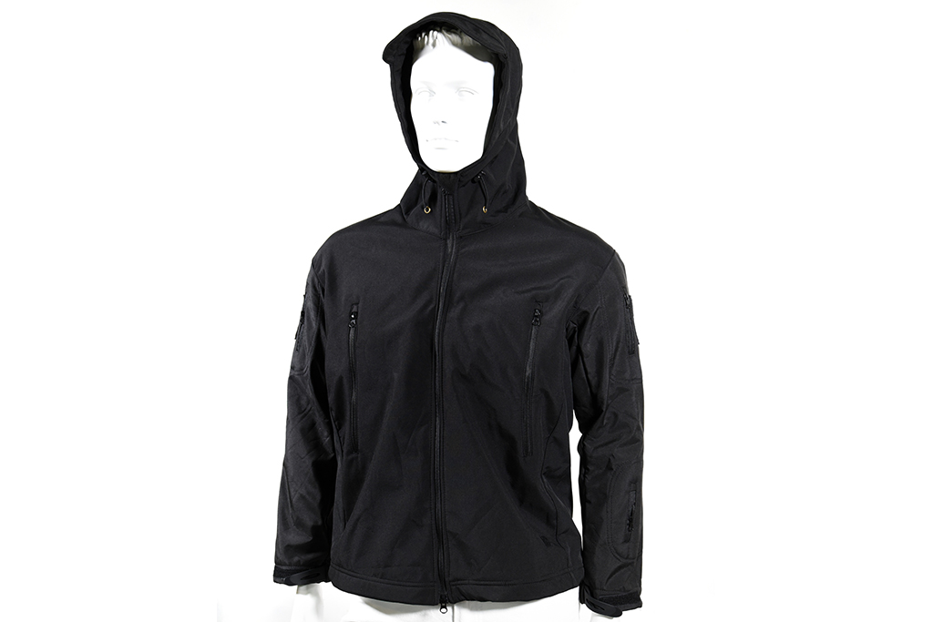 Giacca tattica Softshell con cappuccio di Vanguard, nera