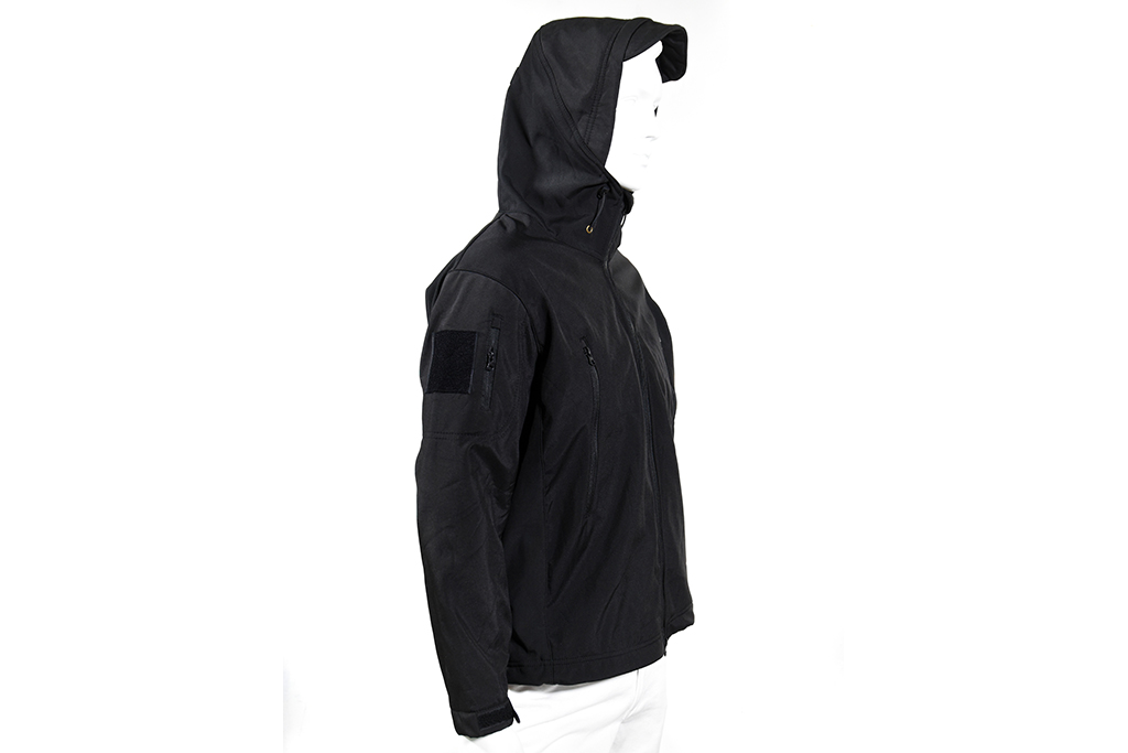 Giacca tattica Softshell con cappuccio di Vanguard, nera