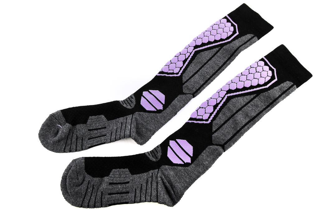 Wintersocken / Skisocken - Grau / schwarz / Lila Purpur