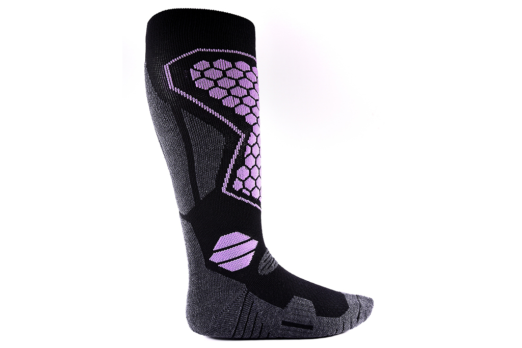 Wintersocken / Skisocken - Grau / schwarz / Lila Purpur