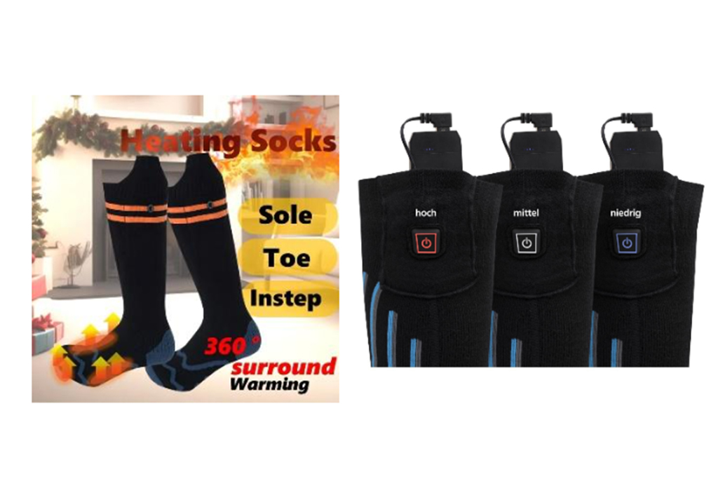 Calze invernali riscaldabili ad asciugatura rapida con 2 batterie agli ioni di litio da 3,7 V